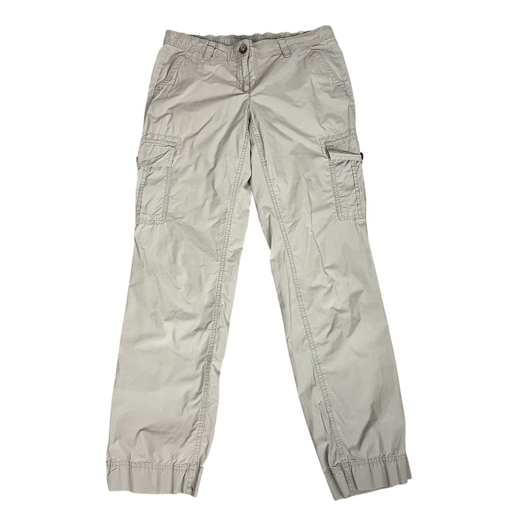 Lands End Women's Cargo Pants Size 8 Pockets Beige Straight Leg Ankle